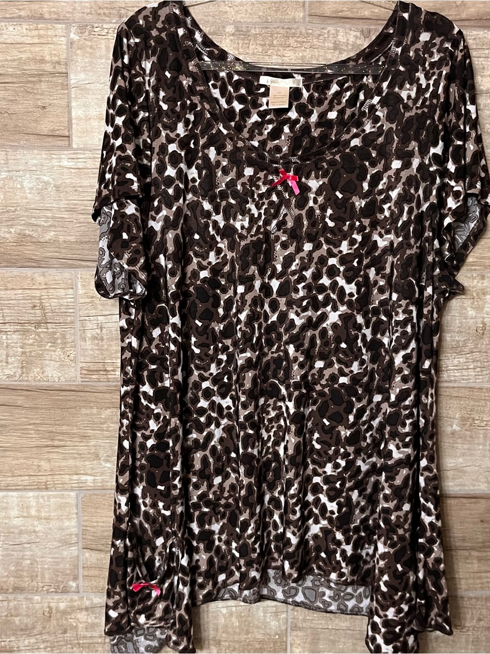 💜 Nightgown with pockets Summer Sleepwear Brown Leopard Top